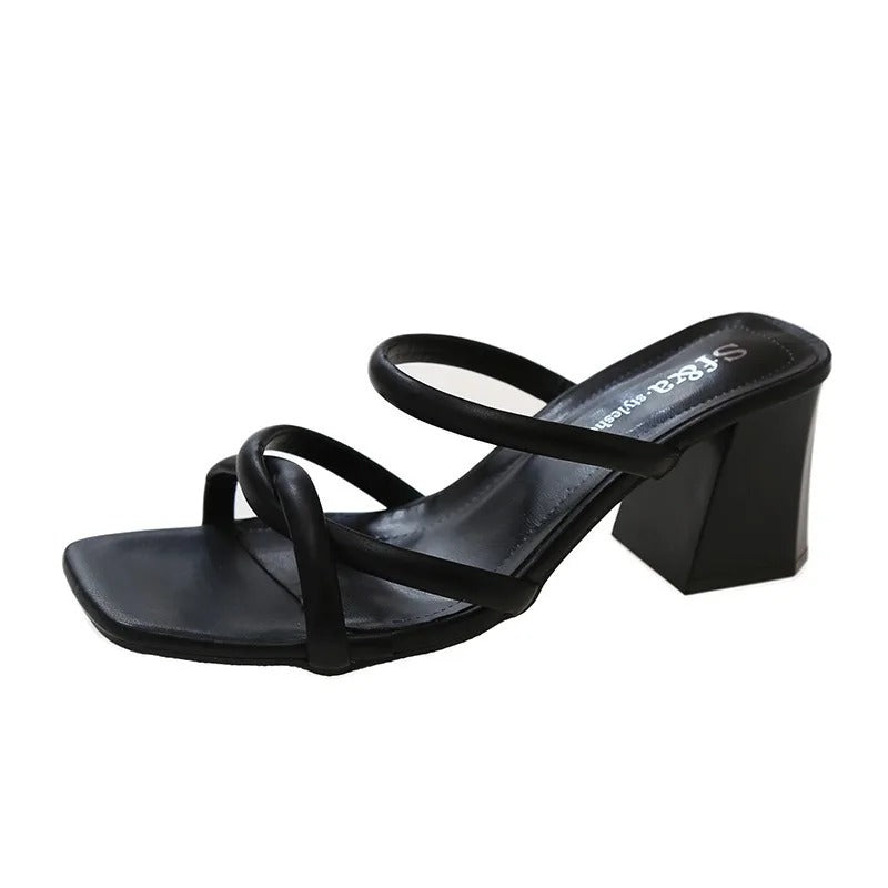 Women’s Pleated Mid-Heel Chunky Sandals
